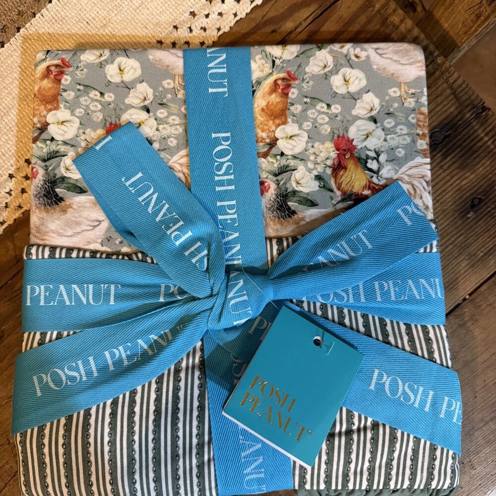 Posh Peanut Erin & Lilia Ruffled Luxe Patoo Blanket Farm Chicken Striped NWT